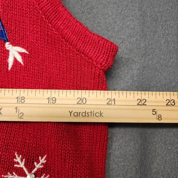 Bobbie Brooks Sweater Vest Womens Large Red Zip Ski Snowman Christmas Applique - Picture 6 of 12